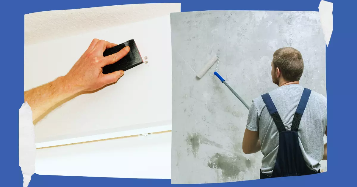 A man painting a drywall